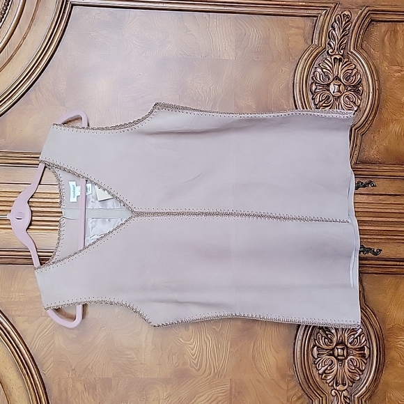 DAKOTA SUEDE LEATHER TOP BLANKET Stitch Crochet Details Zipper Back sz L $298 - Picture 2 of 5